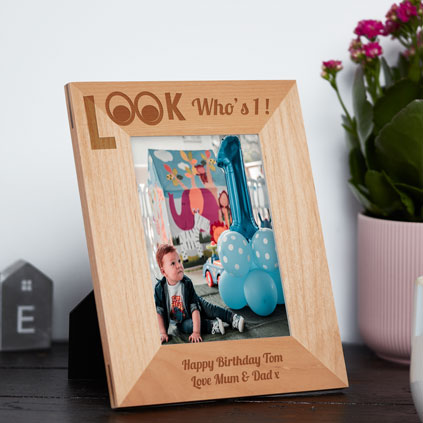 Look Whos Personalised Wooden Photo Frame