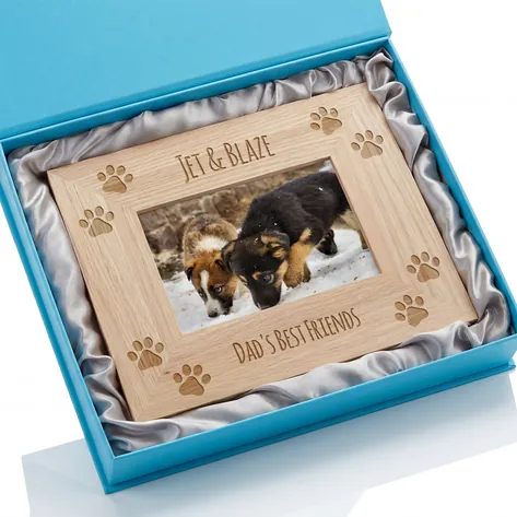 Dog Oak Photo Frame Personalised