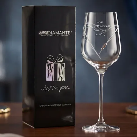 Engraved Heart Wine Glass With Swarovski Crystal Elements