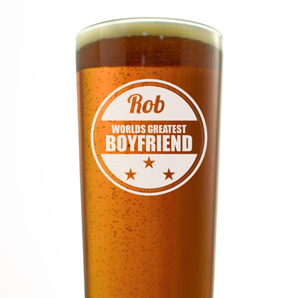 Personalised Pint Glass - Worlds Greatest Boyfriend