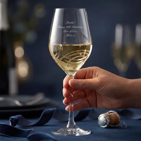 Spiral Diamante Crystal Wine Glass With Swarovski Elements