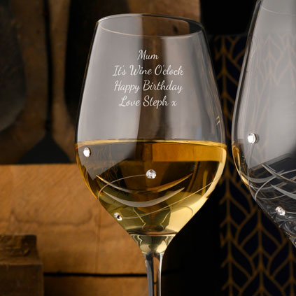 Spiral Diamante Crystal Wine Glass With Swarovski Elements