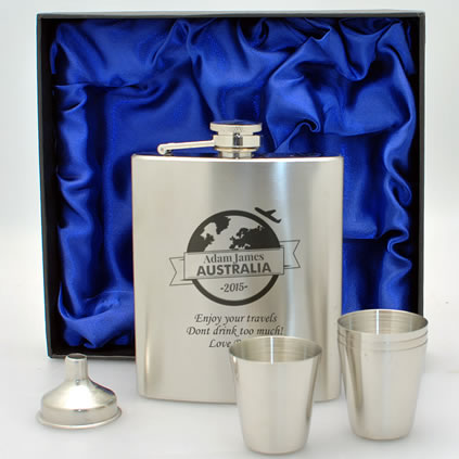 Personalised Hip Flask Set - Traveller