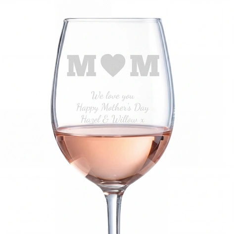 Mother's Day Heart Wine Glass