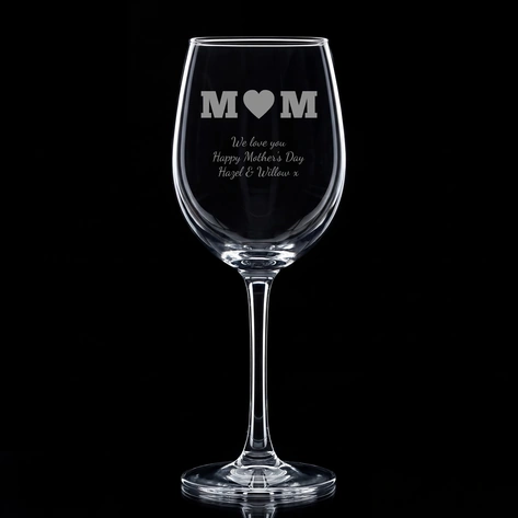 Mother's Day Heart Wine Glass
