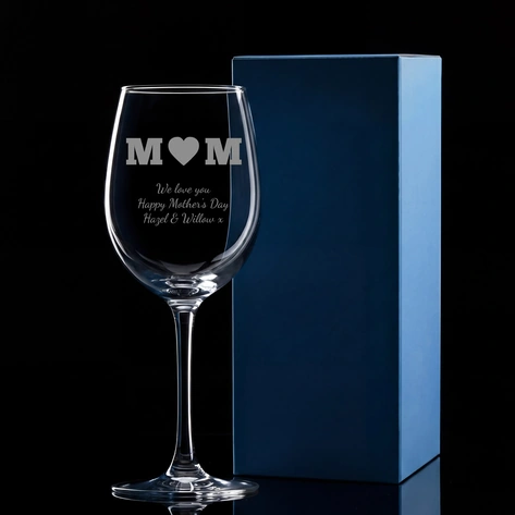 Mother's Day Heart Wine Glass