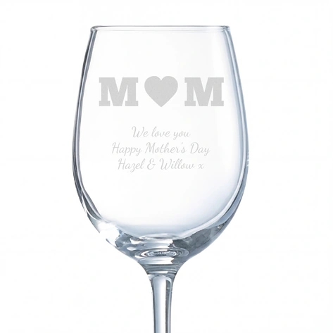 Mother's Day Heart Wine Glass