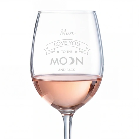 Love You To The Moon And Back Engraved Wine Glass