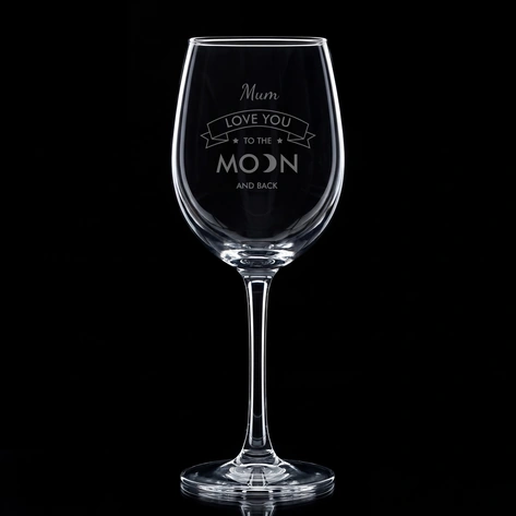 Love You To The Moon And Back Engraved Wine Glass