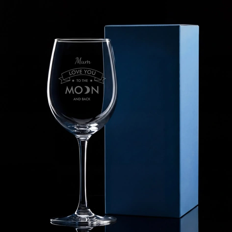 Love You To The Moon And Back Engraved Wine Glass