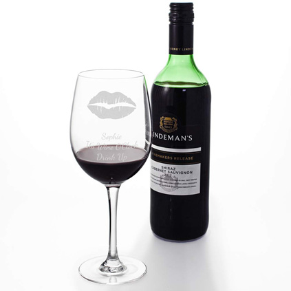 Personalised Wine Glass - Kisses