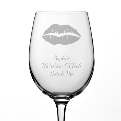 Personalised Wine Glass - Kisses