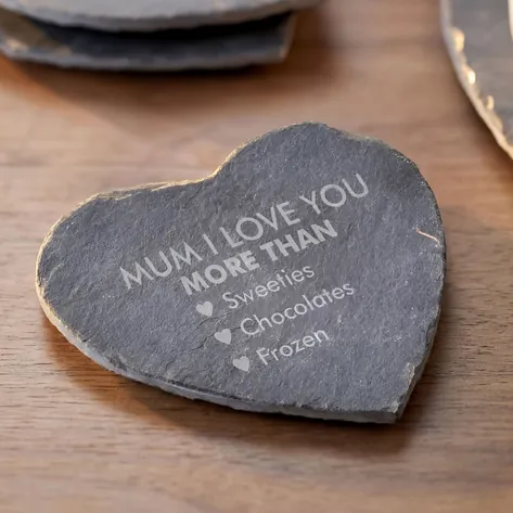 Love You More Than Engraved Love Heart Coasters