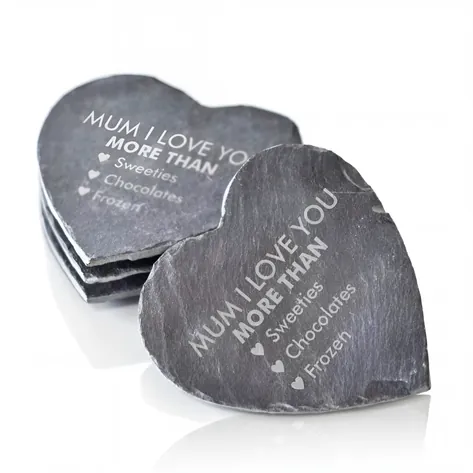 Love You More Than Engraved Love Heart Coasters