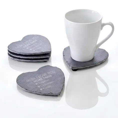 Love You More Than Engraved Love Heart Coasters