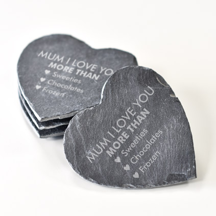 Love You More Than Engraved Love Heart Coasters