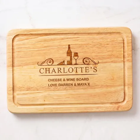 Personalised Cheese And Wine Wooden Chopping Board