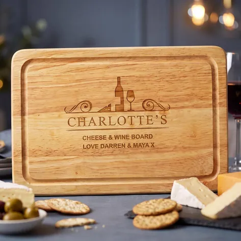 Personalised Cheese And Wine Wooden Chopping Board