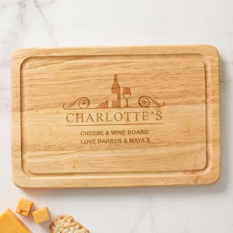 Personalised Cheese And Wine Wooden Chopping Board