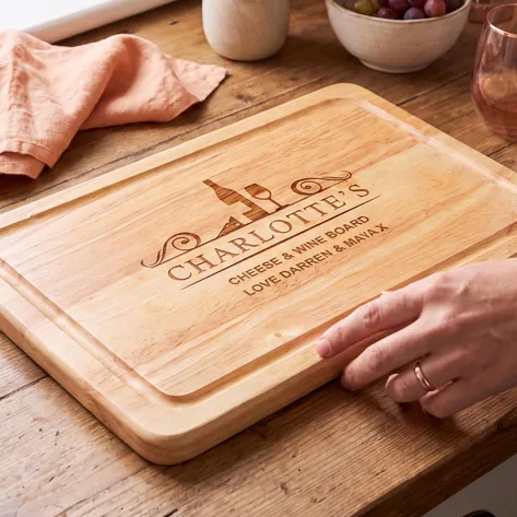 Personalised Cheese And Wine Wooden Chopping Board