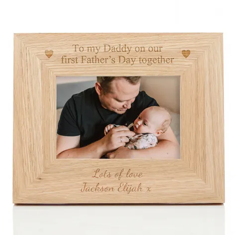 Our First Fathers Day Personalised Oak Frame