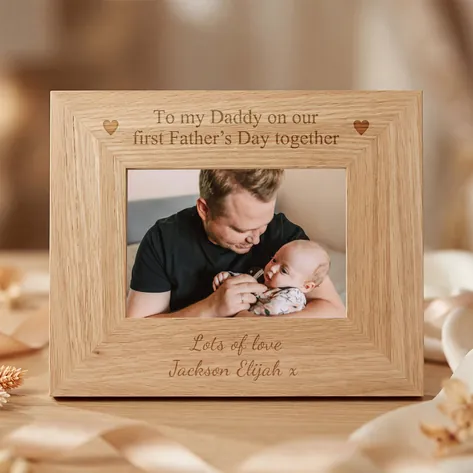 Our First Fathers Day Personalised Oak Frame