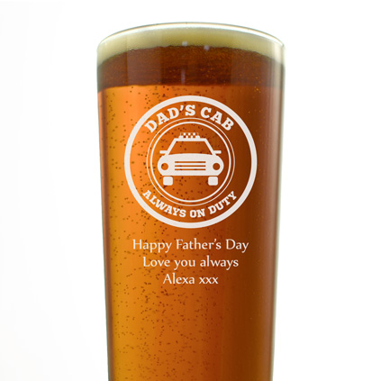 Personalised Pint Glass - Dad's Cab