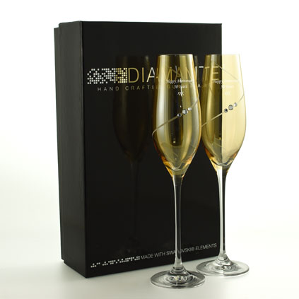 Personalised Gold Champagne Flutes With Swarovski Elements - 50th Anniversary Gifts