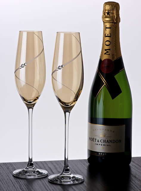 Personalised Gold Champagne Flutes With Swarovski Elements - 50th Anniversary Gifts