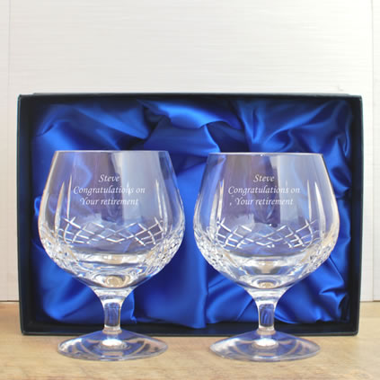 Mayfair 24% Lead Crystal Engraved Brandy Glass Set
