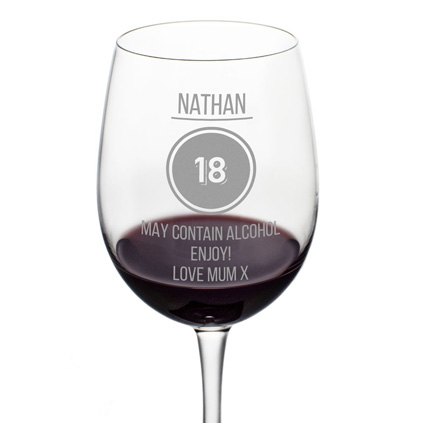 Personalised 'Certified 18' Wine Glass