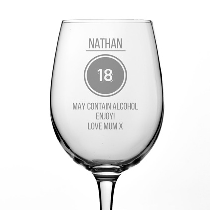 Personalised 'Certified 18' Wine Glass