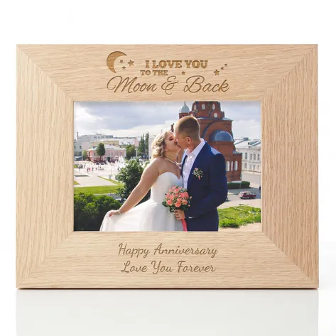 Personalised 'I Love You To The Moon & Back' Oak Photo Frame
