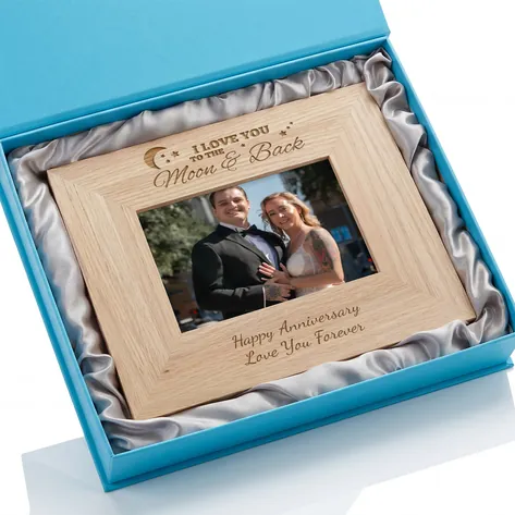 Personalised 'I Love You To The Moon & Back' Oak Photo Frame