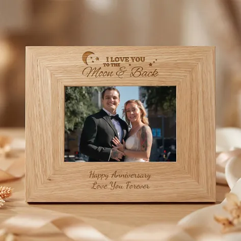 Personalised 'I Love You To The Moon & Back' Oak Photo Frame