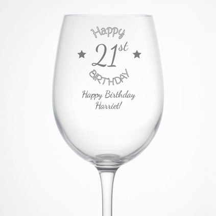 wine 21st birthday personalised glass engraved glasses