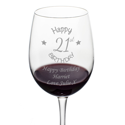 Personalised 21st Birthday Wine Glass