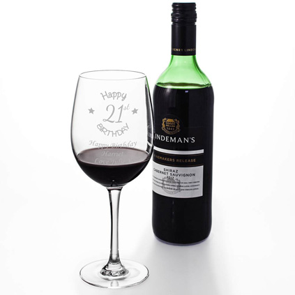Personalised 21st Birthday Wine Glass