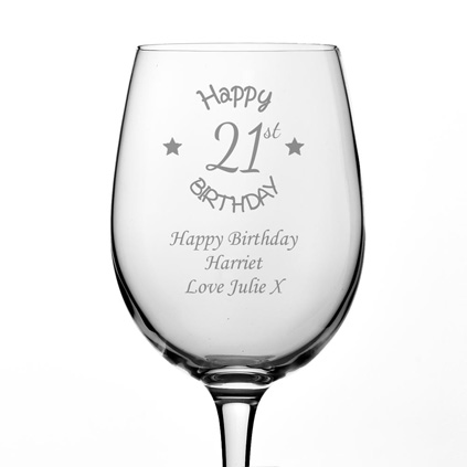 Personalised 21st Birthday Wine Glass