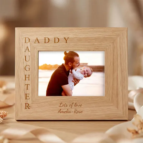 Personalised Daddy & Daughter Oak Photo Frame