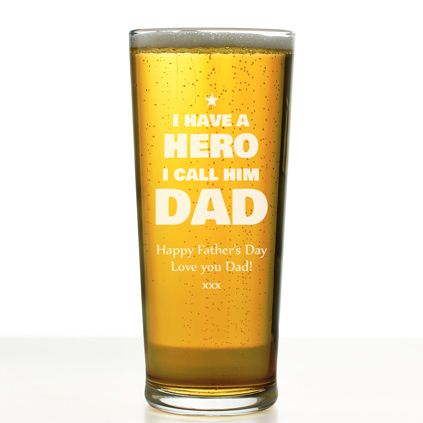 Personalised Pint Glass - I Have A Hero I Call Him Dad