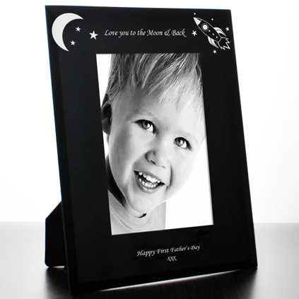 Personalised Love You To The Moon And Back Black Glass Frame