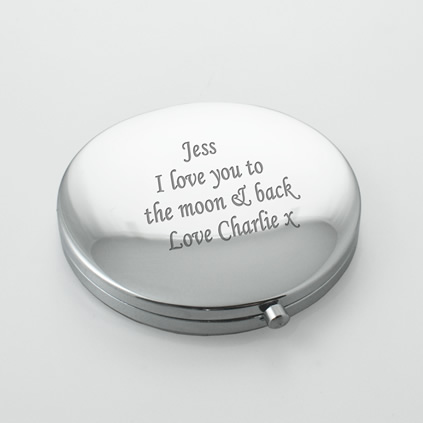 Personalised Round Compact Mirror With Gift Box