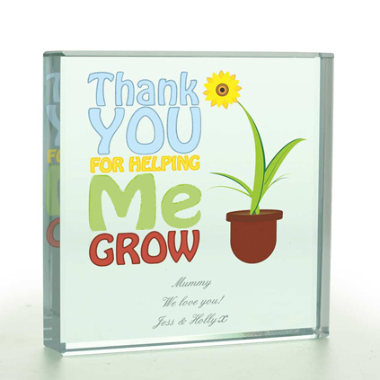 Personalised Thanks For Helping Me Grow Glass Token