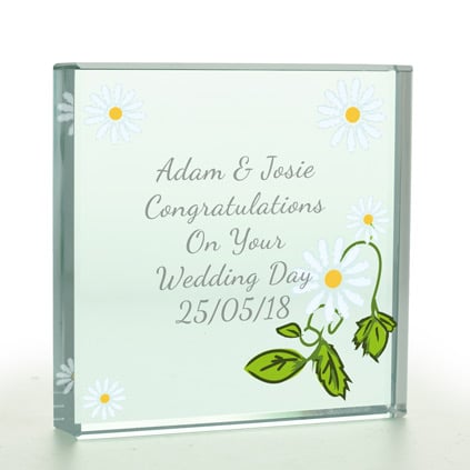 Personalised Flower Design Glass Token