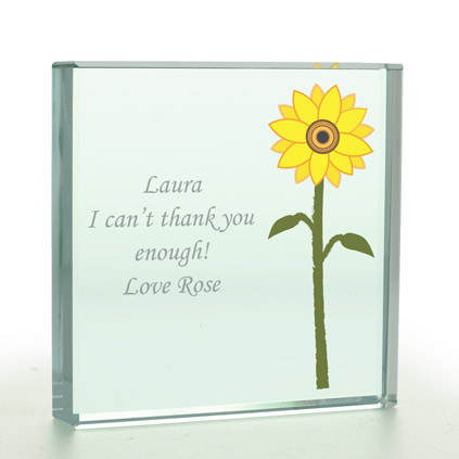 Personalised 'Sunflower Design' Glass Token