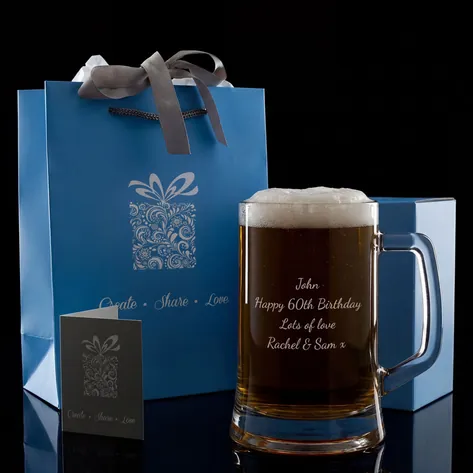 Personalised Pint Tankard With Luxury Gift Bag And Box
