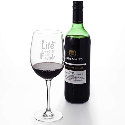 Personalised Life Is Better With Friends Wine Glass