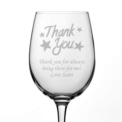 Personalised Thank You Wine Glass