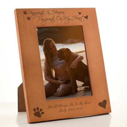 Personalised 'Pawprints In Heaven' Maple Photo Frame